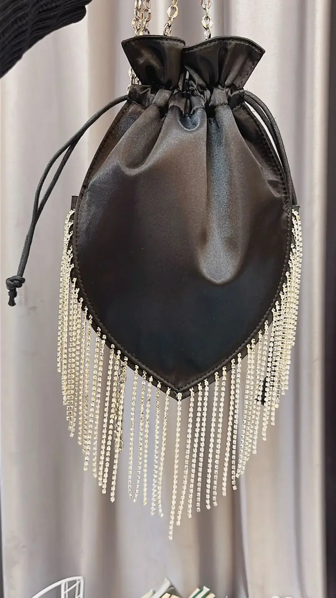 Slaine Rhinestone Tassel Silk Pouch Evening Bags