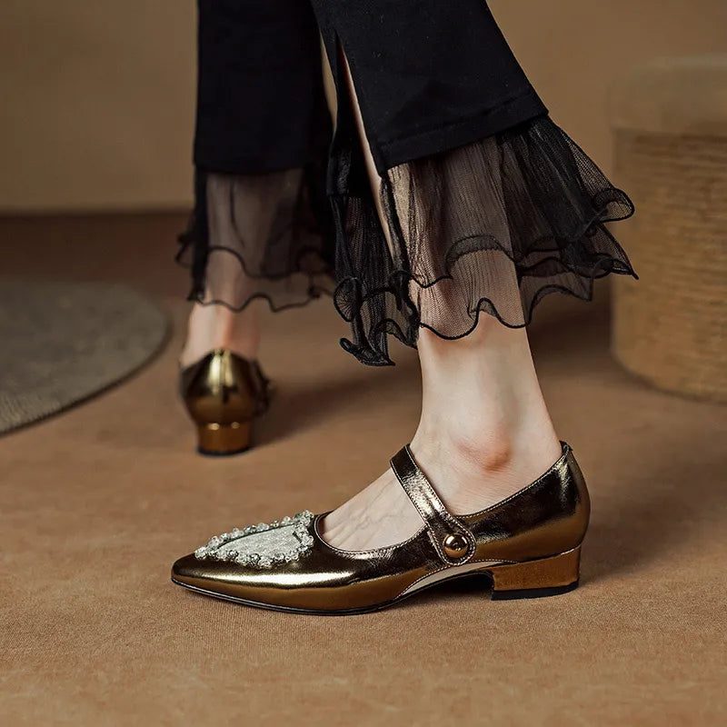 Maria Heart Embellished Mary Janes Flats