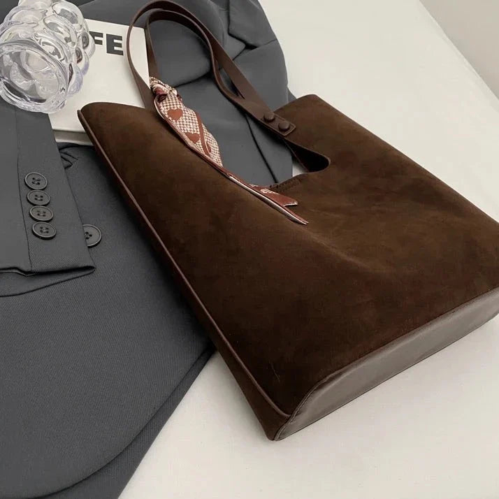 Genna Elegant Scarf Faux Suede Tote