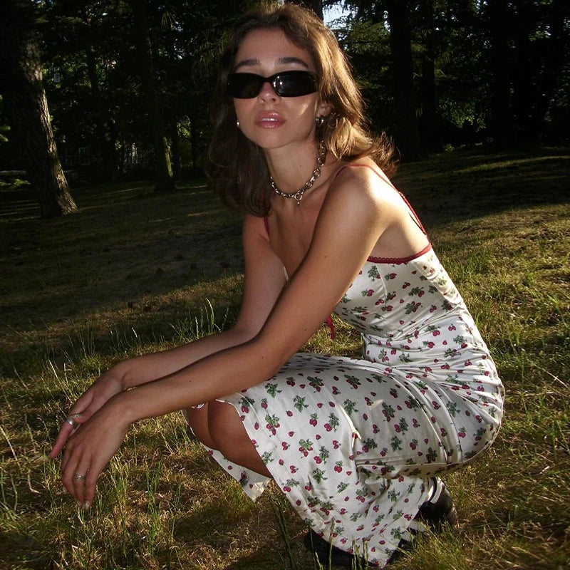 Lynia Satin Strawberry Slip Dress