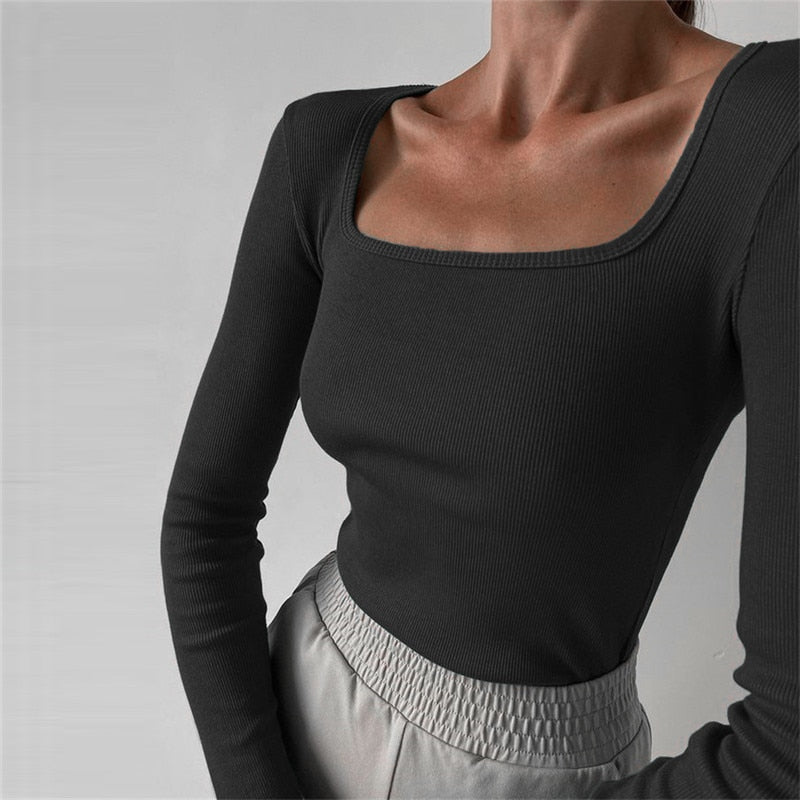 Basic Square Neck Knitted   Tee