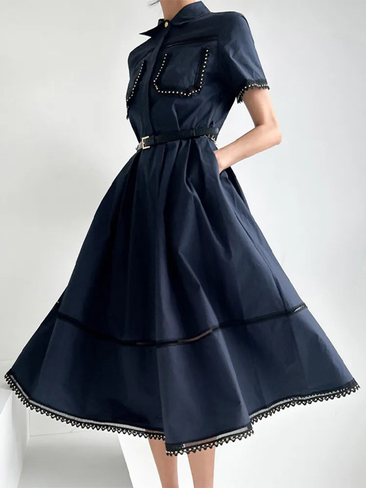 Piper Rivet & Frill Trim Two Piece Set Flare Dress