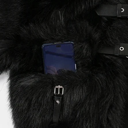 Nayeli Faux Rabbit Fur Bomber Jacket - Black or White