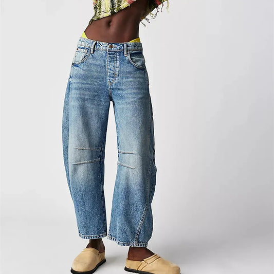 Killia Cropped Wide Leg Barrel Jeans
