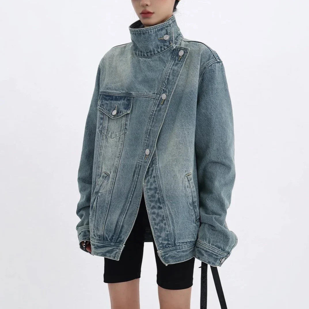 Nomie Funnel Neck Denim Jacket