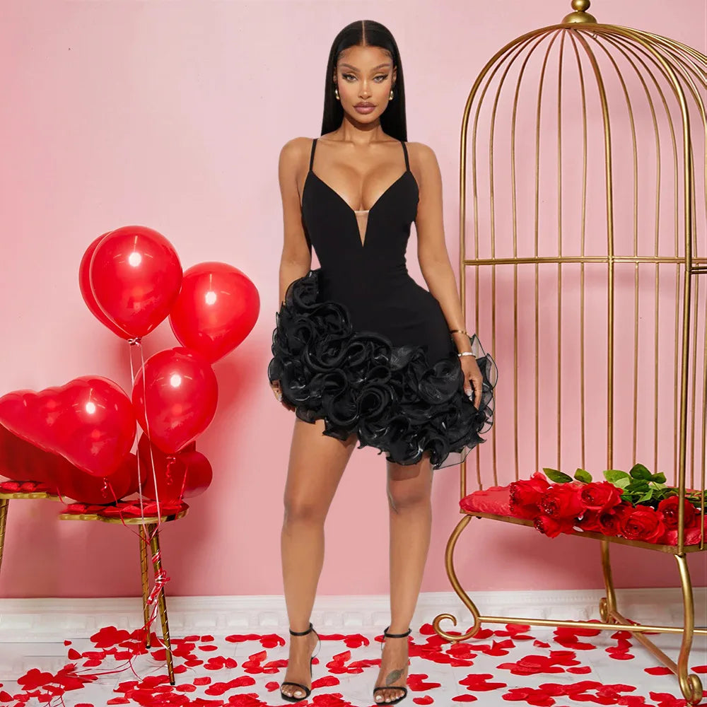 Ruffles Pleated Sleeveless Mini Party Dress