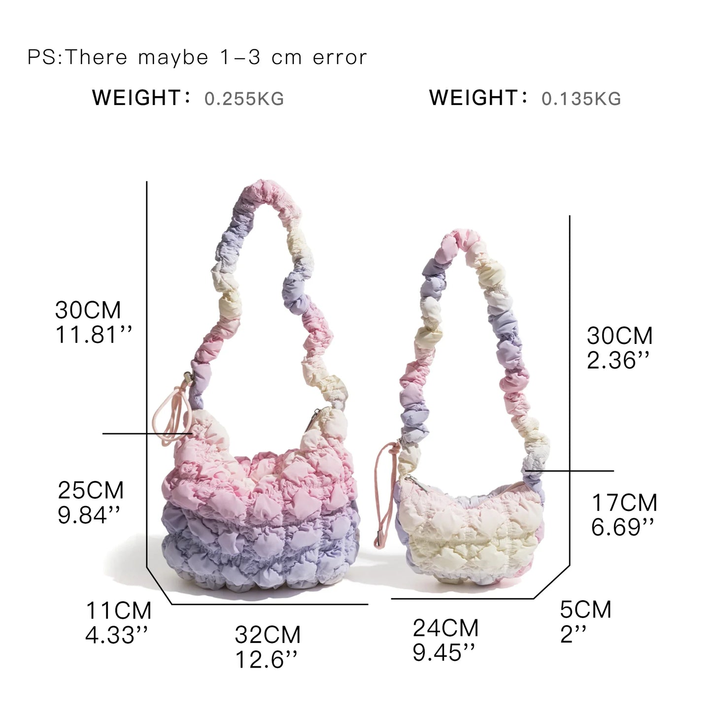 Sambria Pastel Ombre Quilted Waffle Bags