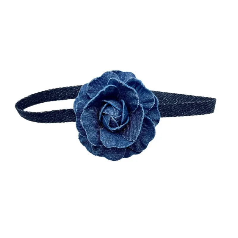 Denim Rose Corsage Choker Necklaces