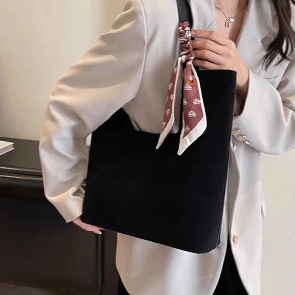 Genna Elegant Scarf Faux Suede Tote