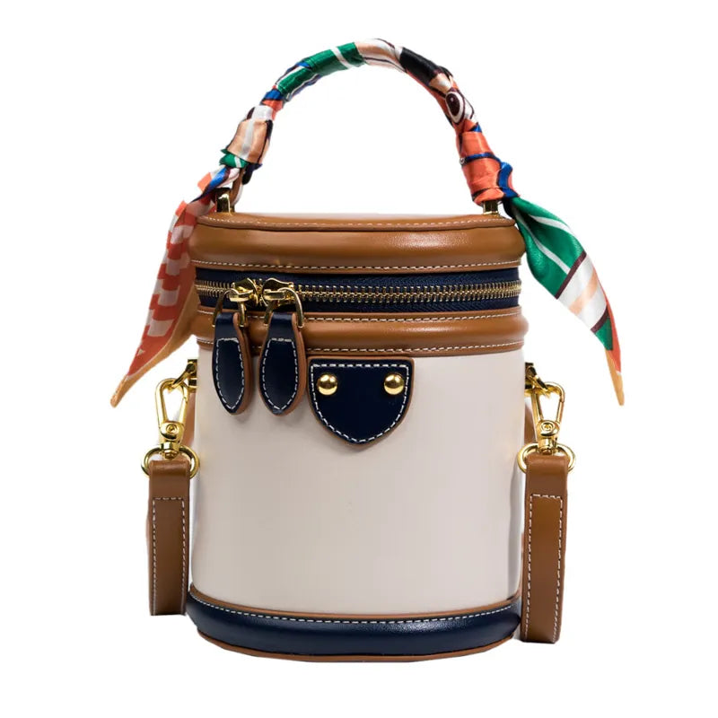 Tami Scarf Handle Barrel Bucket Bag