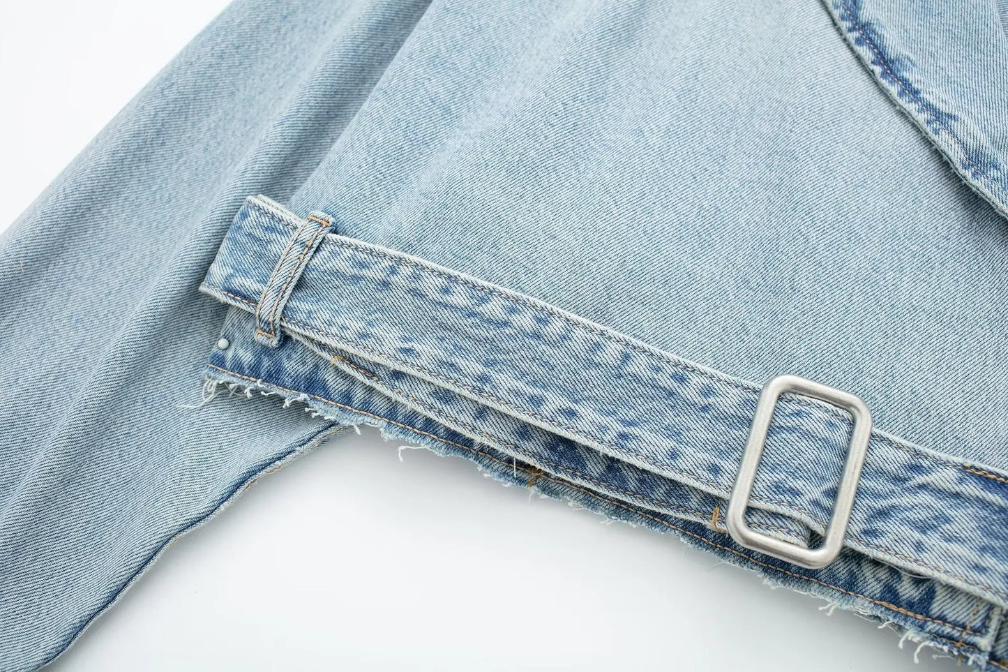 Rhea Cropped Denim Biker Jacket