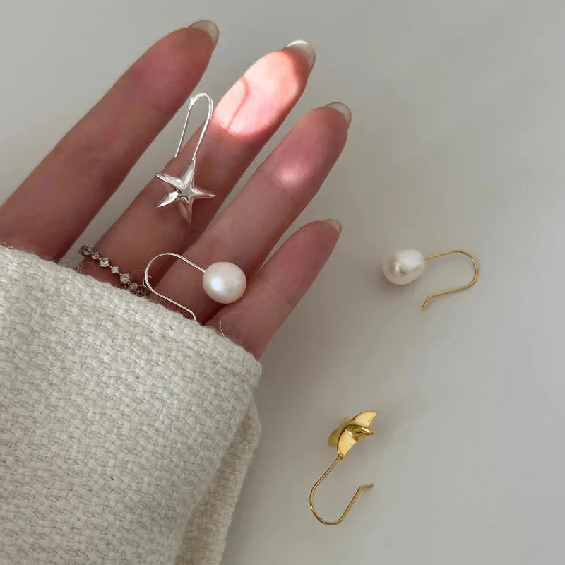 Danica Pearl and Star Drop Hook Earrings