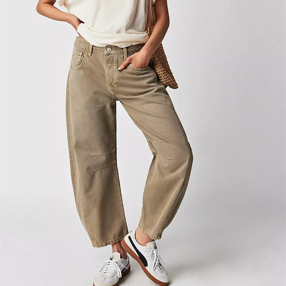 Killia Cropped Wide Leg Barrel Jeans