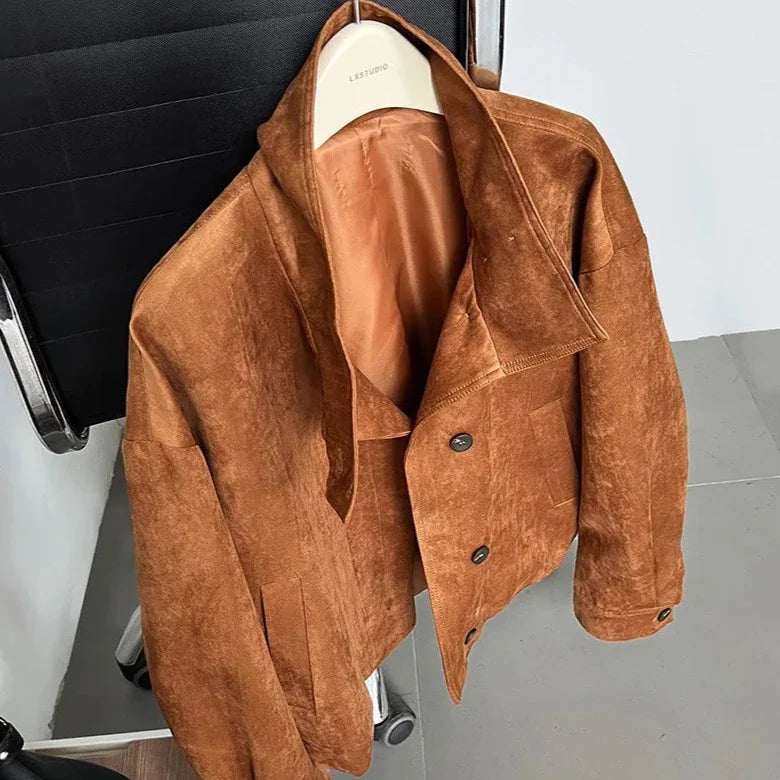 Mamiya Faux Suede Funnel Neck Jacket