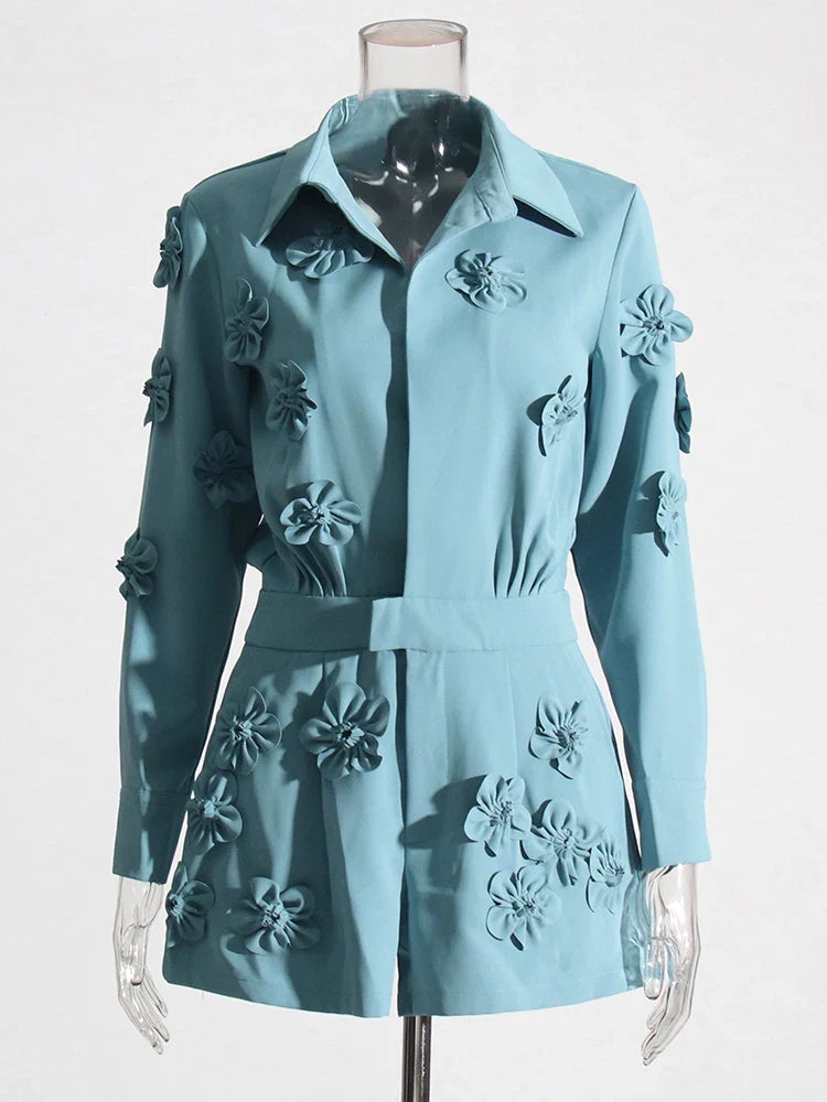 Kass Flower Appliques Elegant Romper