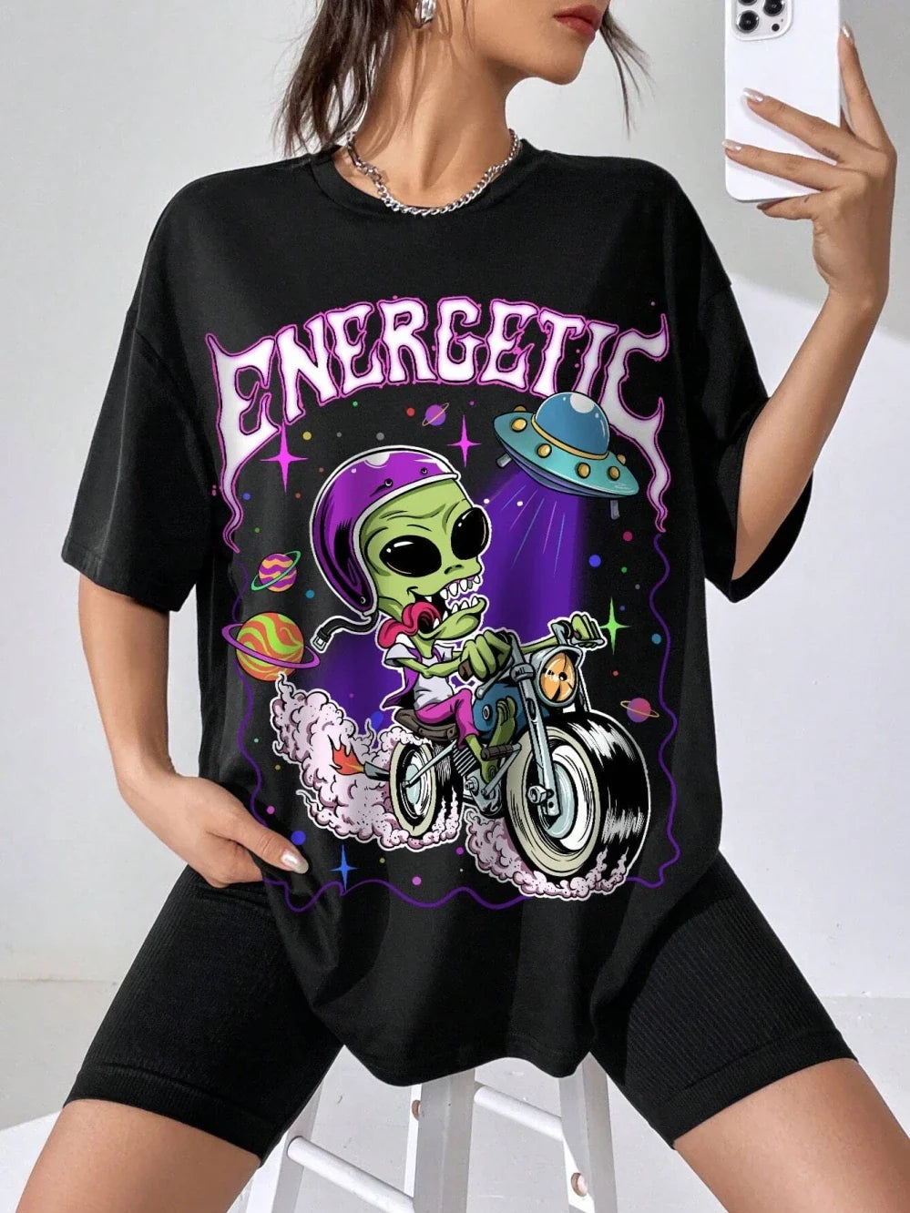 Alien Racing Graphic Cotton T-shirt