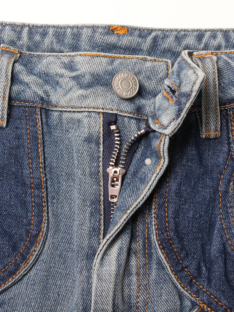 Lumia Colorblock Wave Cut Out Denim Trouser