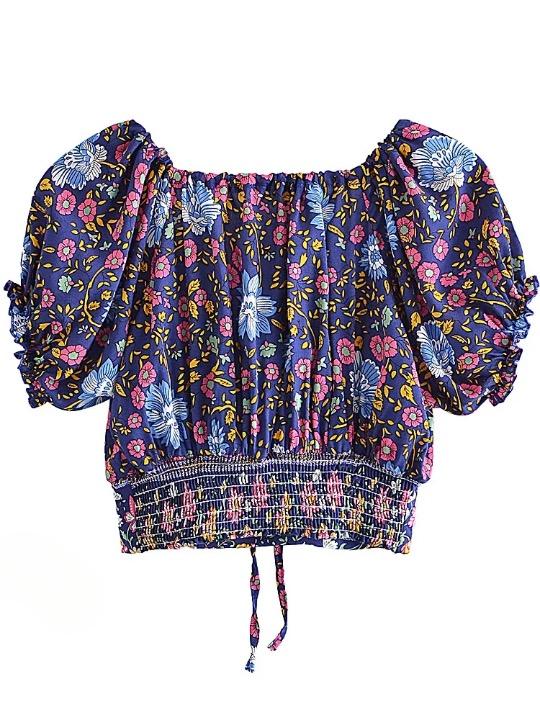 Margie Boho Floral Peasant Crop Tops