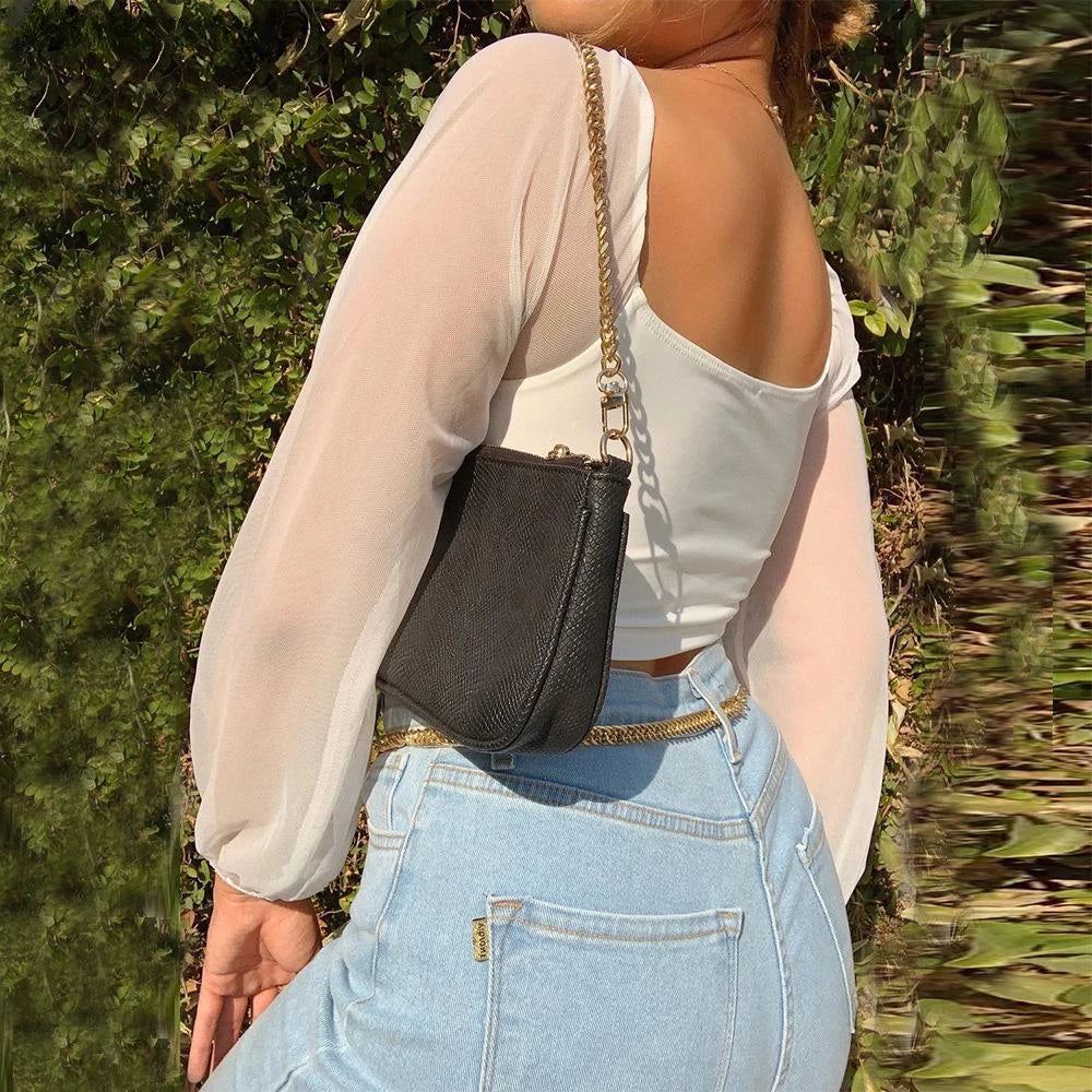 V-Neck Drawstring Bandage Sheer Top