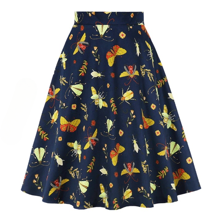 Marietta Retro Prints Flare Midi Skirts
