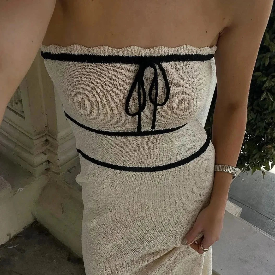 Marilou Bow Tie Maxi Knit Tube Dress