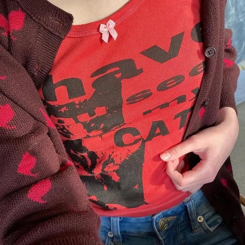 Harajuku Cats Prints Tank Tops