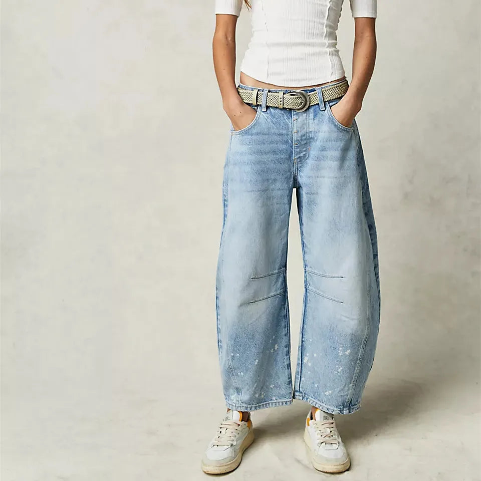 Killia Cropped Wide Leg Barrel Jeans