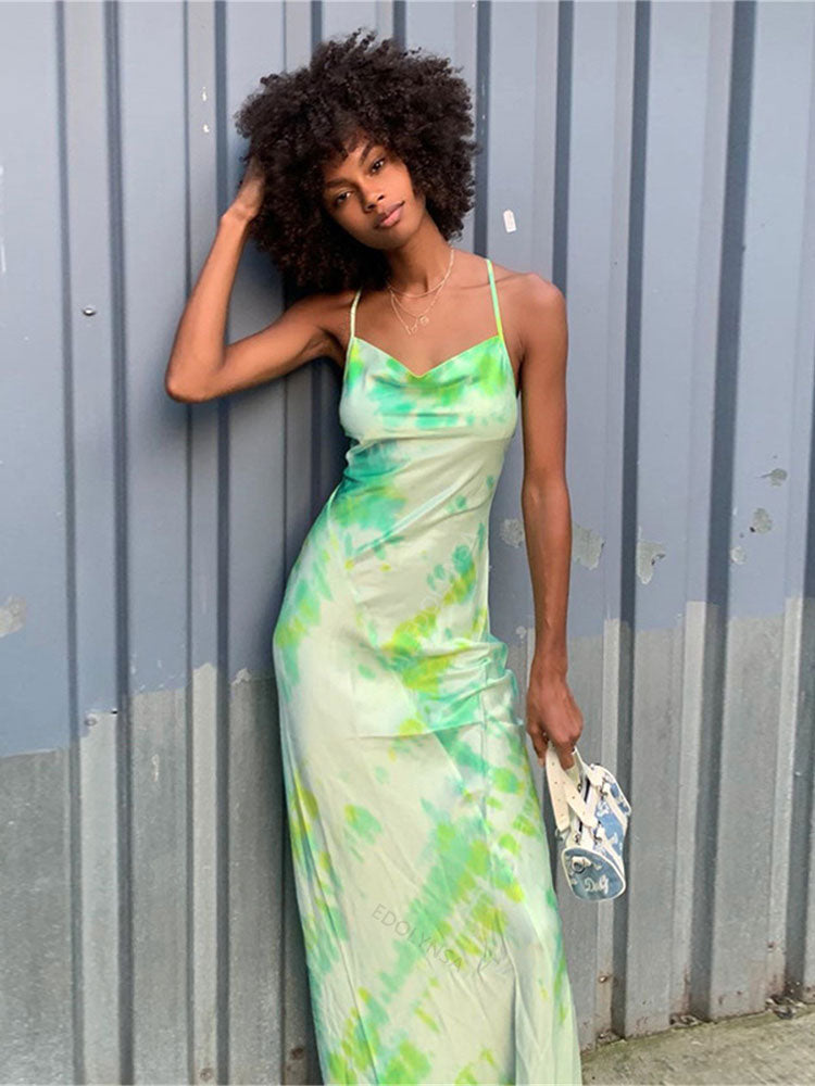 Green Boho Printed Maxi Dress