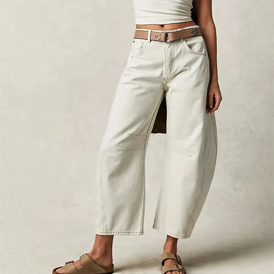 Killia Cropped Wide Leg Barrel Jeans