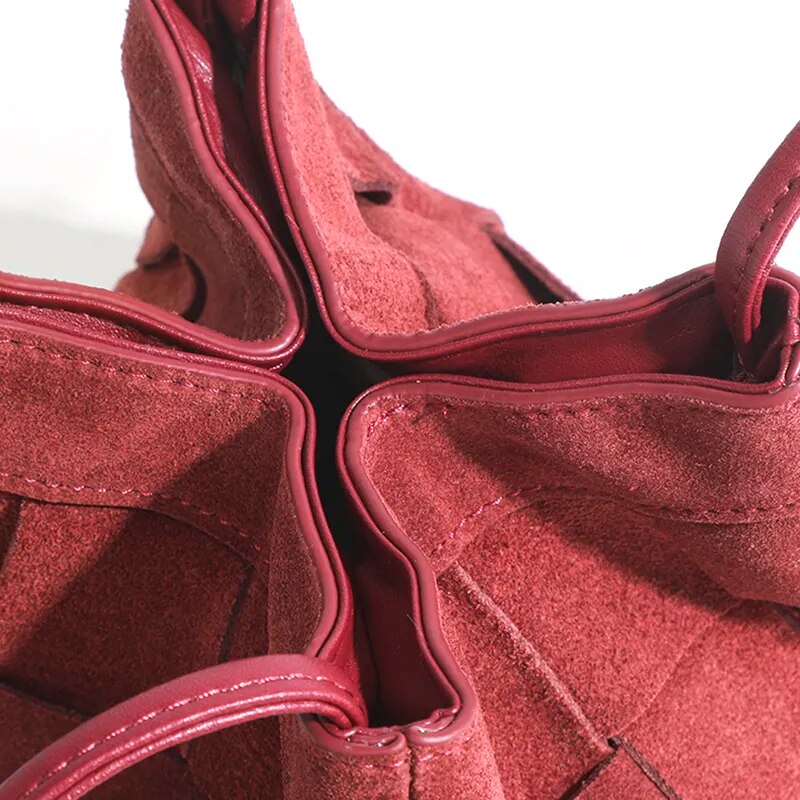 Aili Suede Lattice Bucket Bags