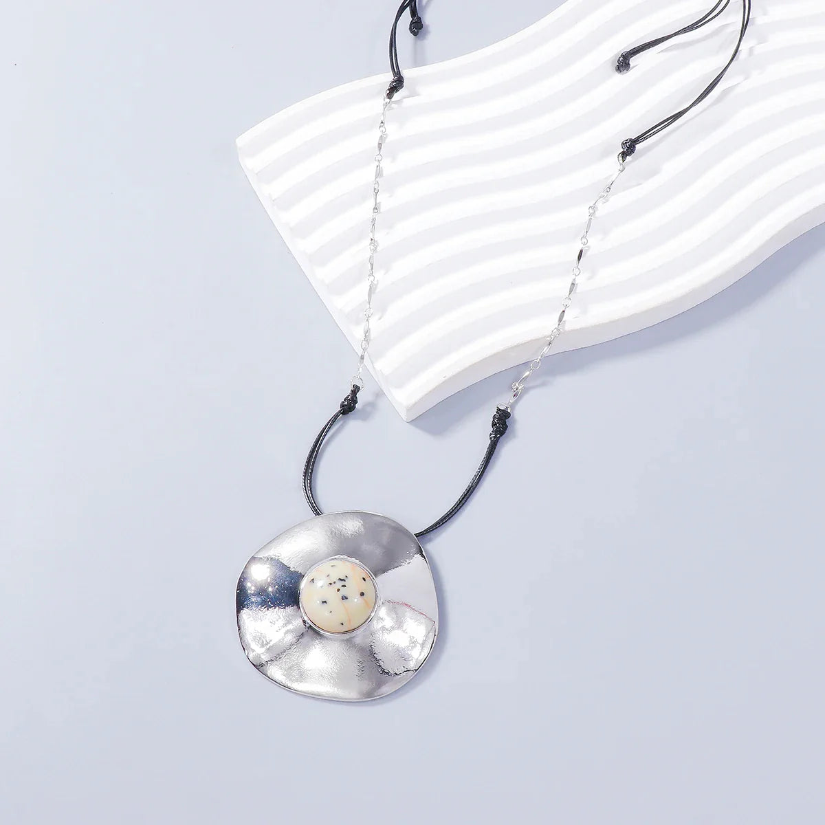 Hanna Big Metal Pendant Long Necklace