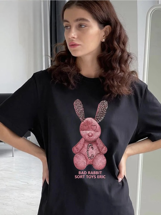 Lorie Cute Rabbit Printed T Shirts