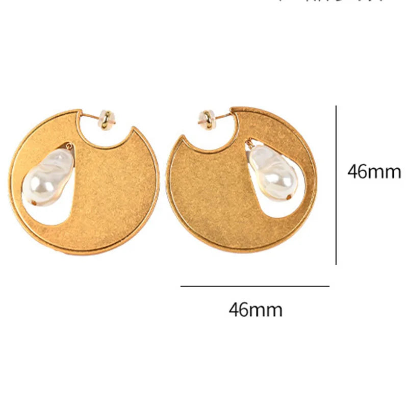 Verona Baroque Pearl & Disc Hoop Earrings