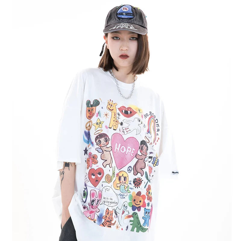 Unisex Oversized Graffiti Hip Hop T-Shirts