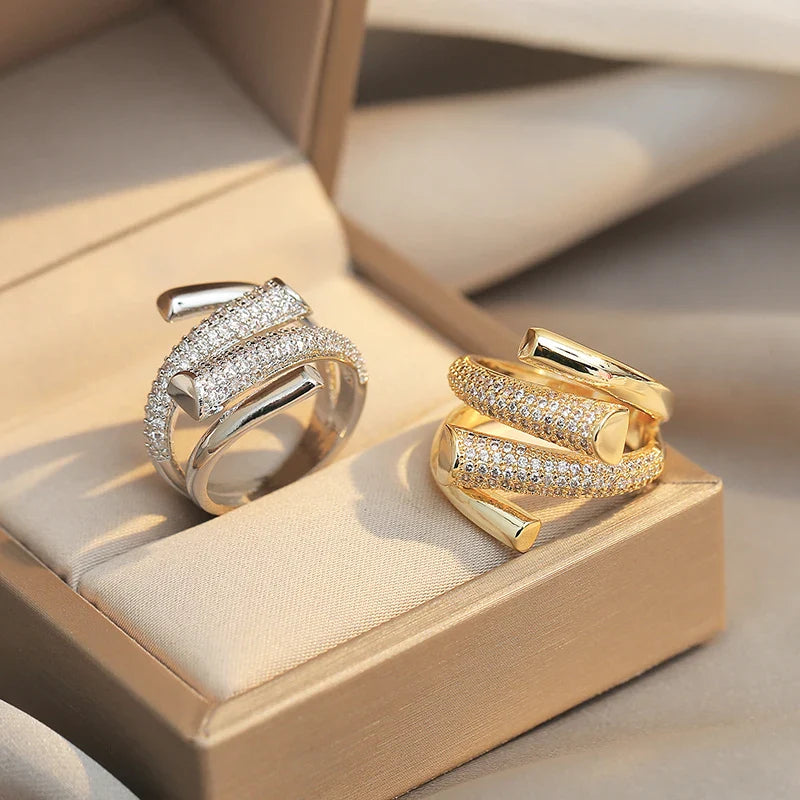 CZ Double Wrap Rings - Gold or Silver