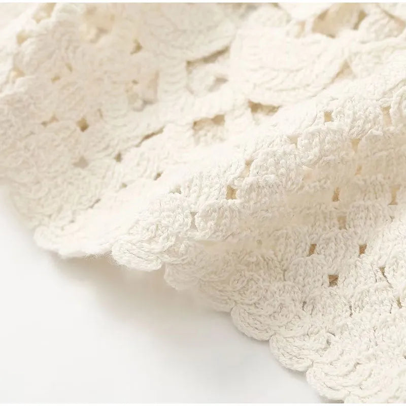 Zelda Crochet Patchwork Ruffle Blouse