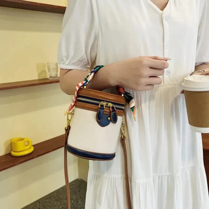 Tami Scarf Handle Barrel Bucket Bag