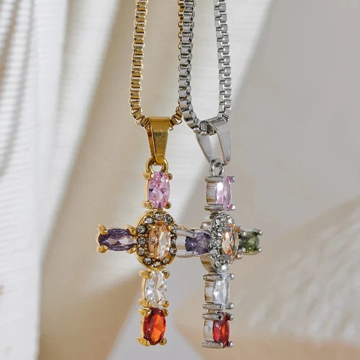Luxe Cubic Zirconia Cross Pendant Necklace