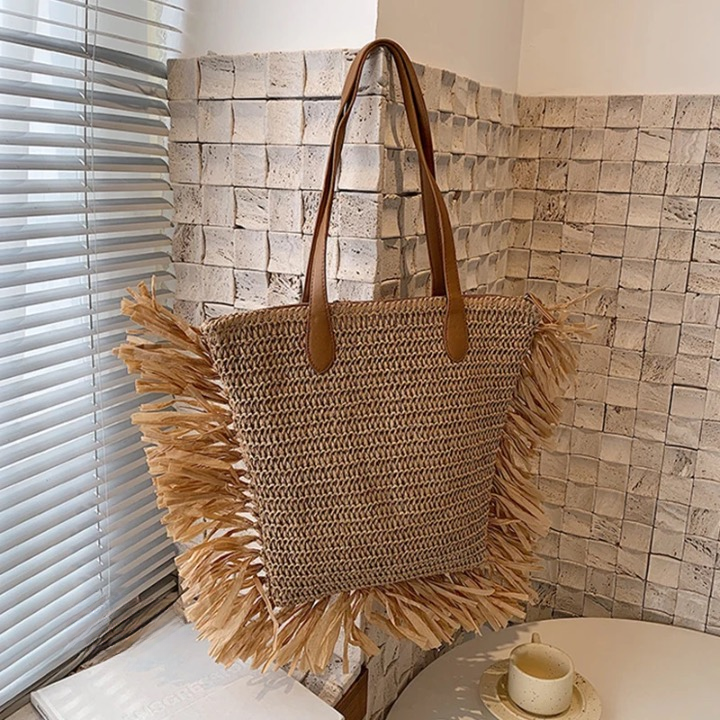 Alara Tassel Straw Tote Bag