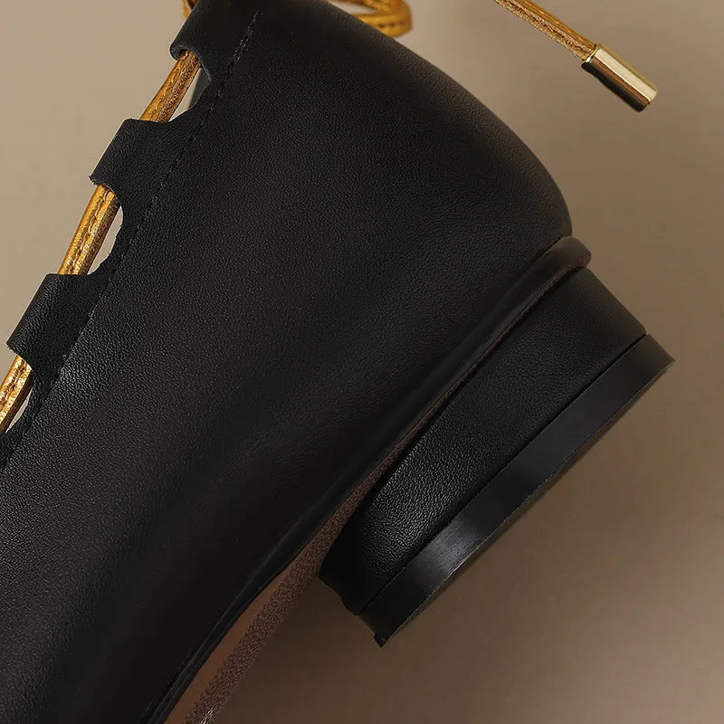 Eara Split Toe Rope Tie Moccasin Flats