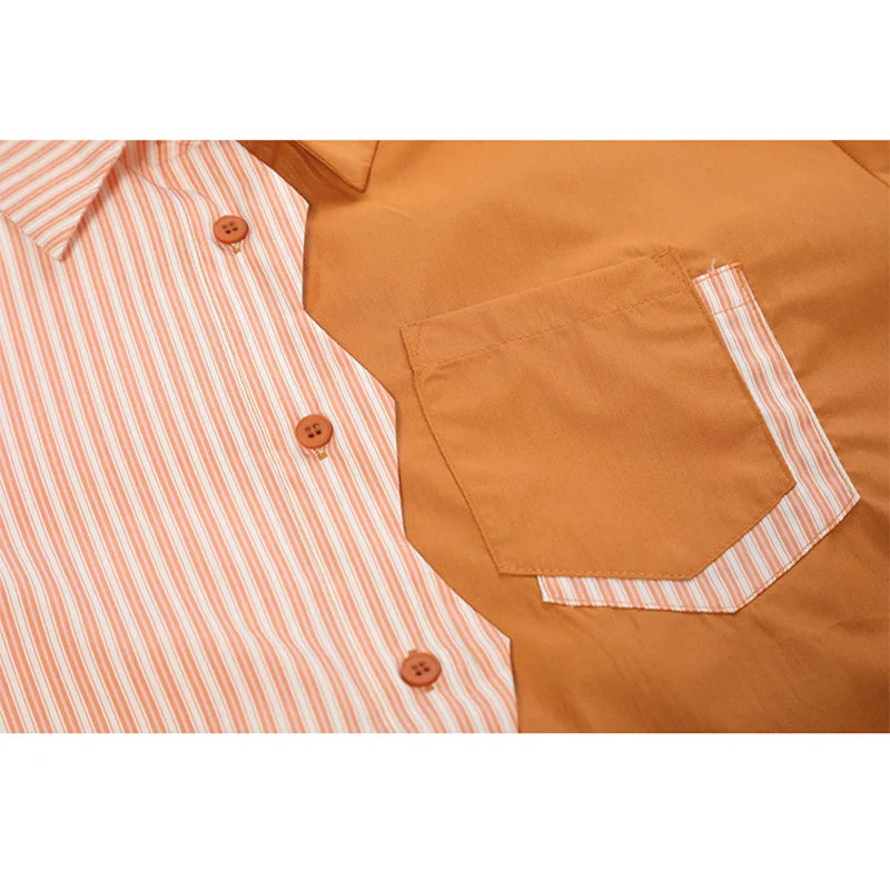 Nila Two Tone Waffle Cut Detail Shirt Blouse