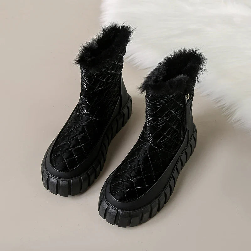 Geneva Quilted Plush Lined Platform Winter Boots
