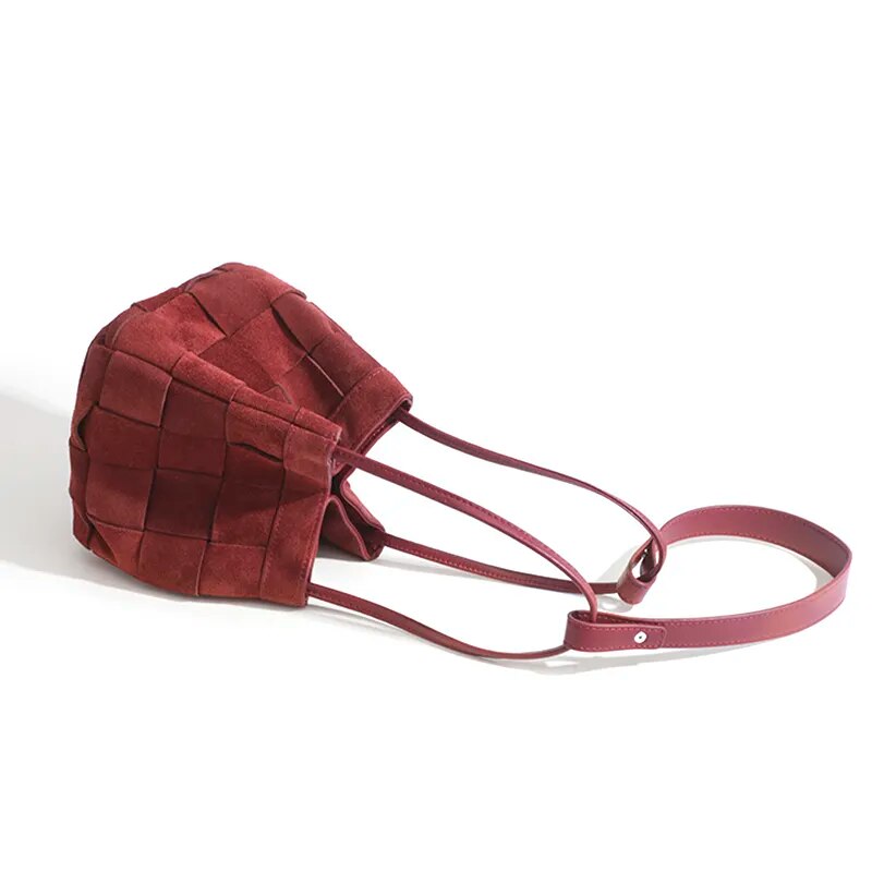 Aili Suede Lattice Bucket Bags