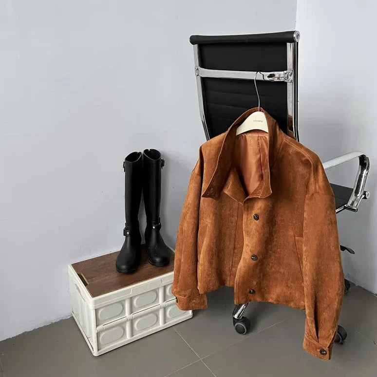 Mamiya Faux Suede Funnel Neck Jacket