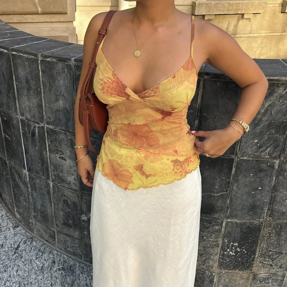 Vintage Y2K Floral Boho Cami Top
