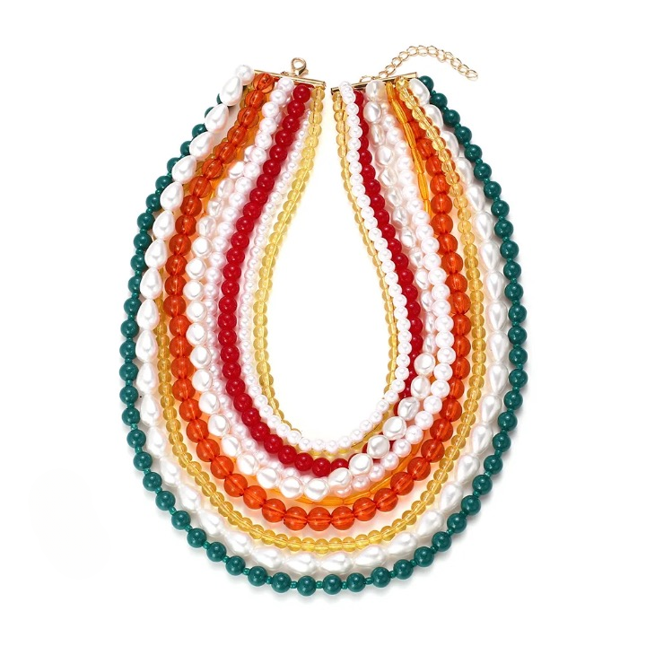 Multi Pearl and Color Beads Necklace