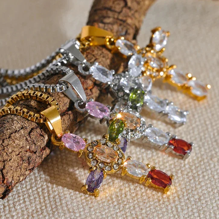 Luxe Cubic Zirconia Cross Pendant Necklace