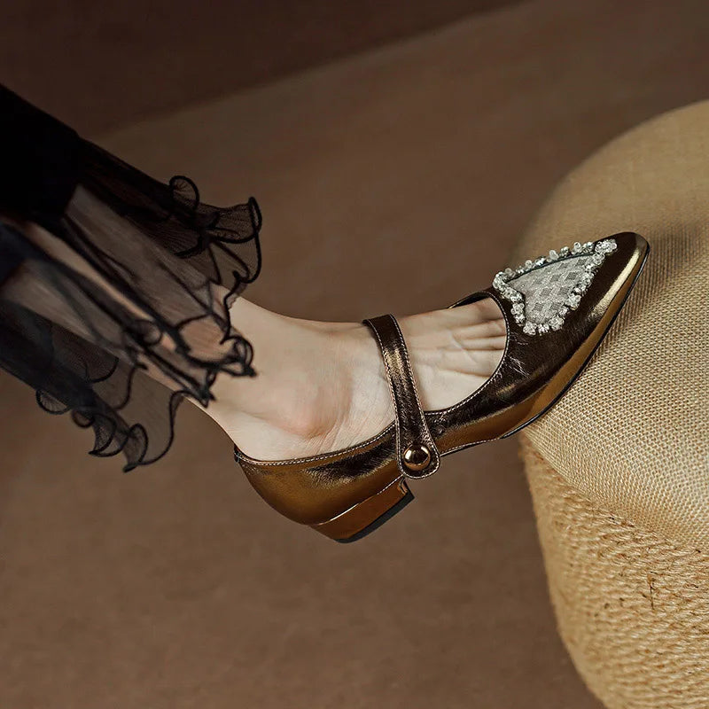 Maria Heart Embellished Mary Janes Flats