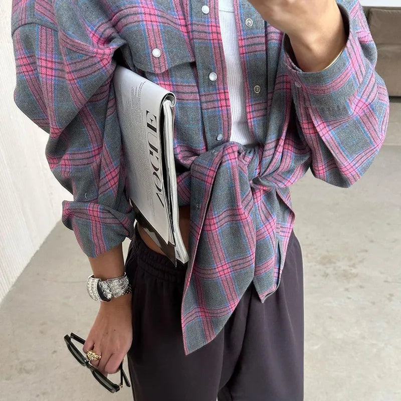 Clri Oversized Plaid Shirts