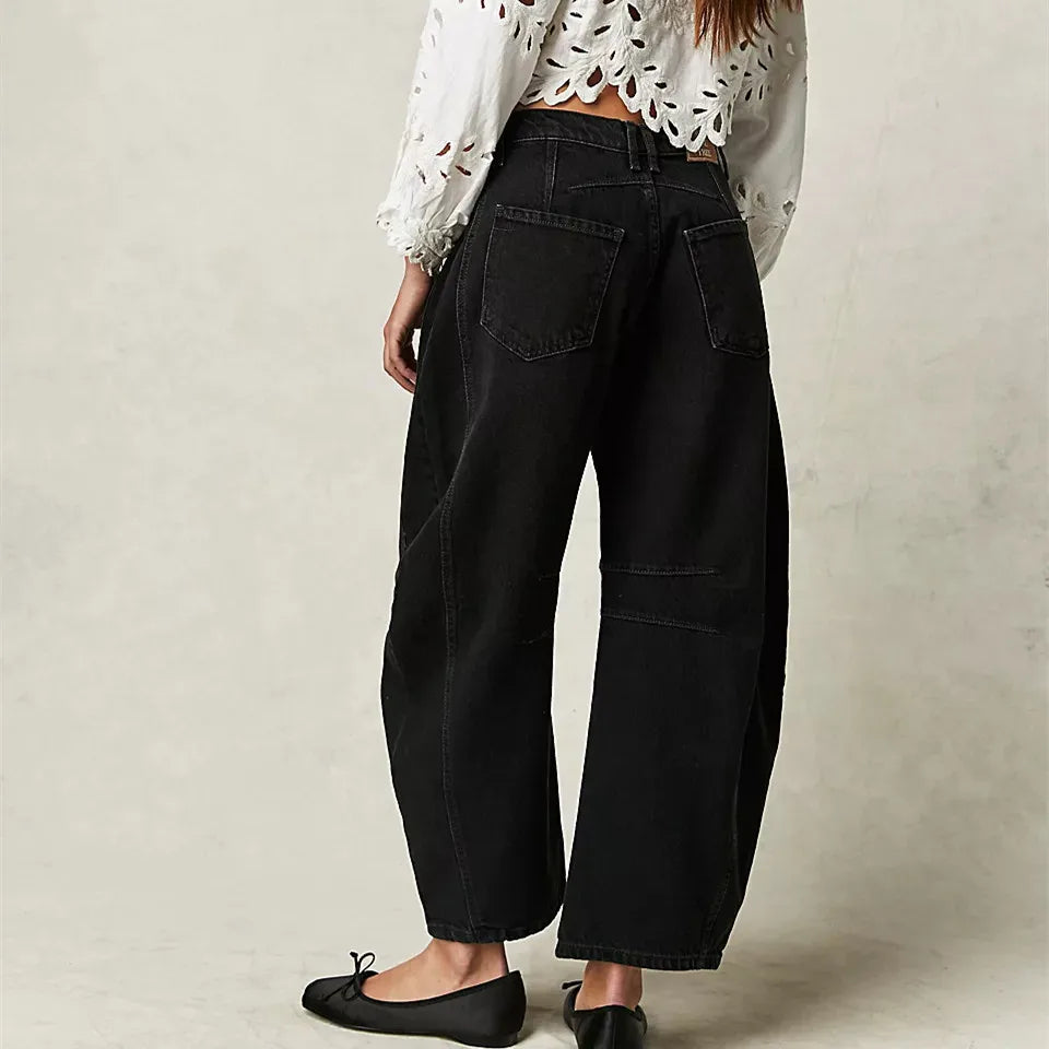 Killia Cropped Wide Leg Barrel Jeans